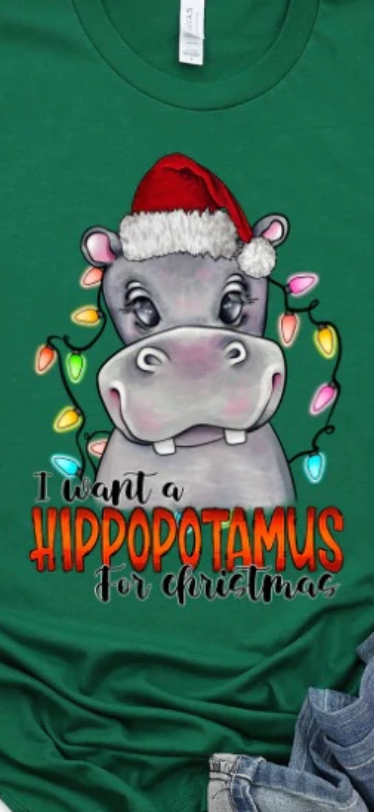 Hippo Christmas Cartoony