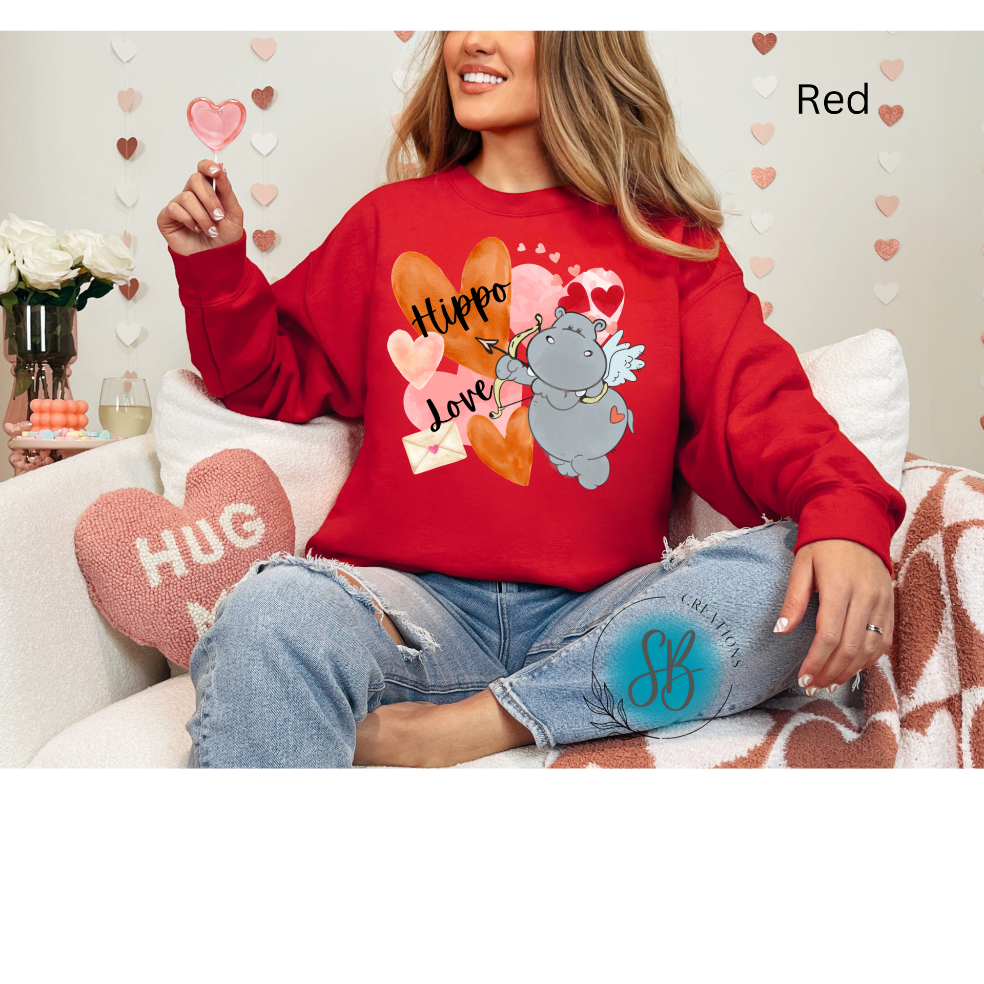 Hippo Love Sweatshirt Sarabeth s Creations