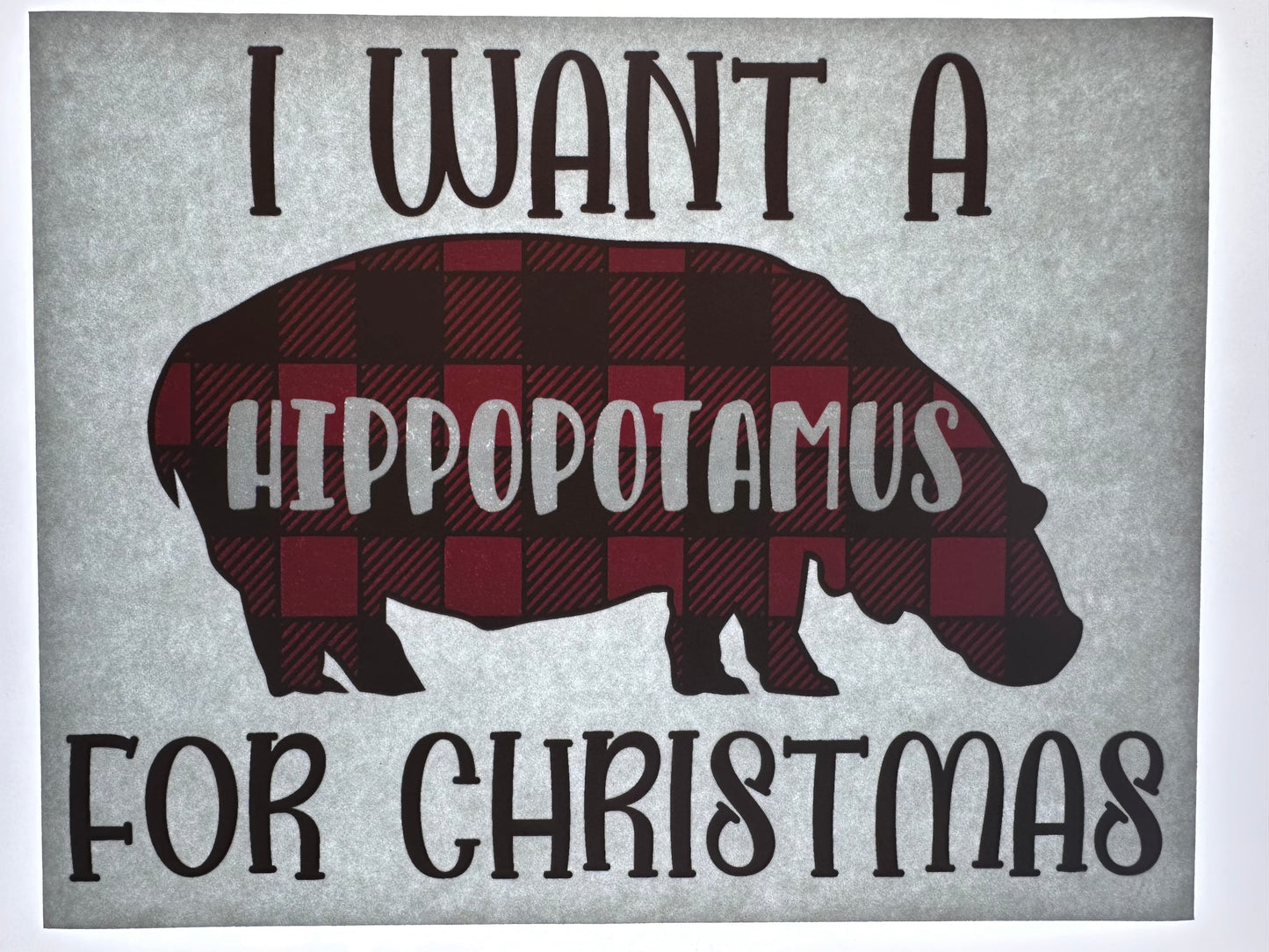 Hippo Christmas Red Plaid